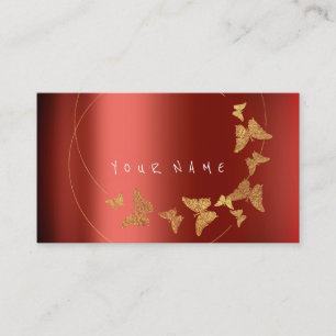 Gold Butterfly Red Influencer BLOGGER WRITER Business Card