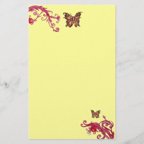 GOLD BUTTERFLY  red pink light yellow Stationery