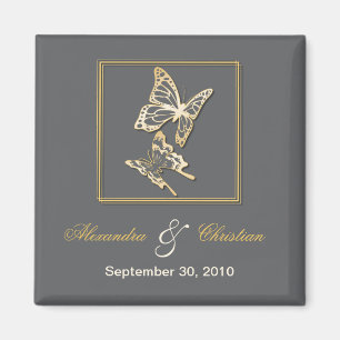 Gold Butterfly Save The Date Wedding Announcement Magnet