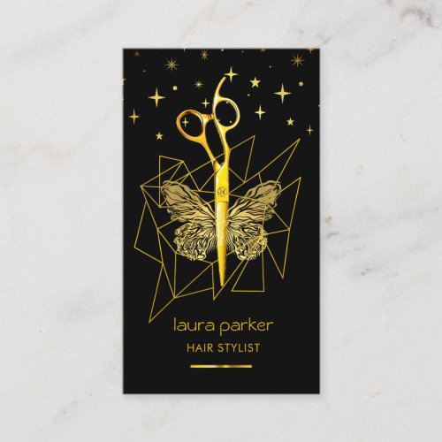 Gold Butterfly Scissors Hair Stylist Salon Business Card