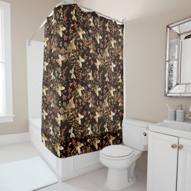 Gold butterfly shower curtain (In Situ)