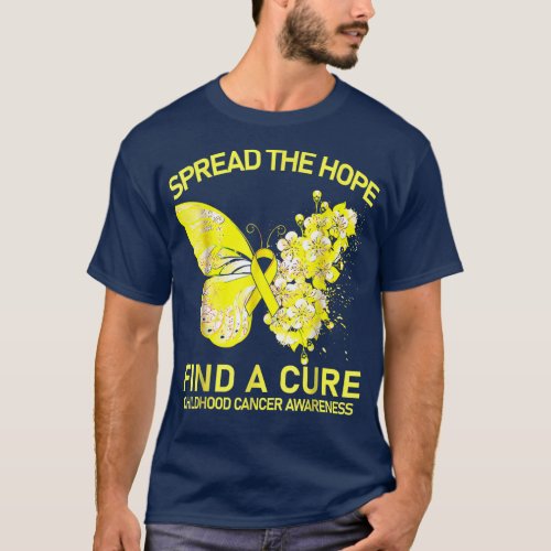 Gold Butterfly Spread The Hope Find A Cure Childho T_Shirt
