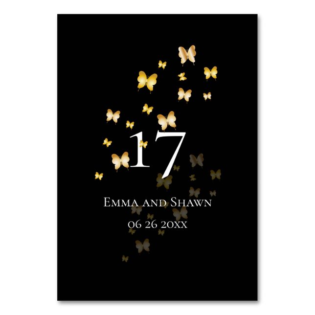 Gold Butterfly Table Number (Front)