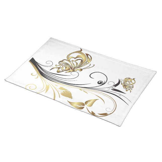 Gold Butterfly Tattoo Art American MoJo Placemat (On Table)