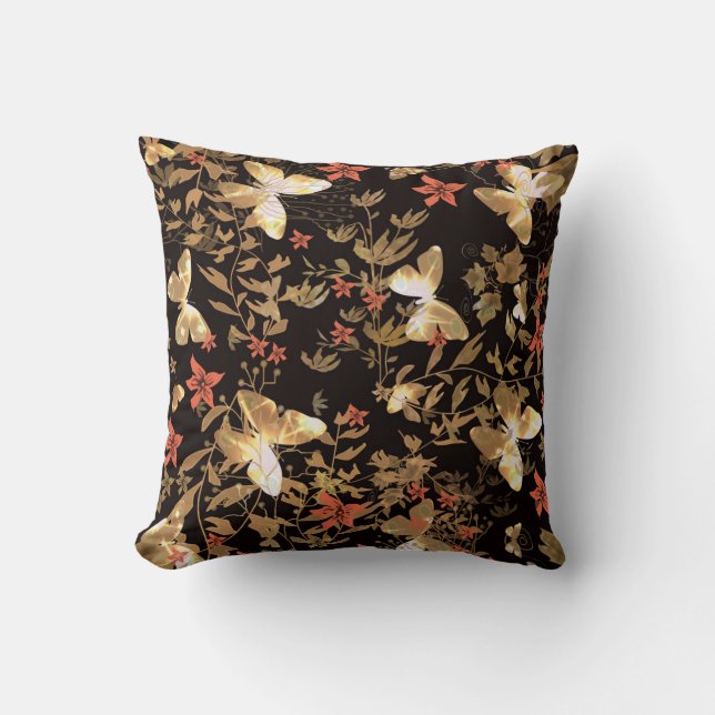 Gold butterfly throw pillow (Front)