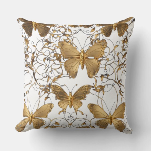Gold Butterfly Throw Pillow: Pillow (Front)