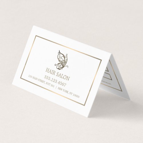 Gold Butterfly White and Gold Appointment Card