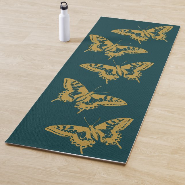 Gold Butterfly Yoga Pose Pilates Exercise Yoga Mat (In Situ)