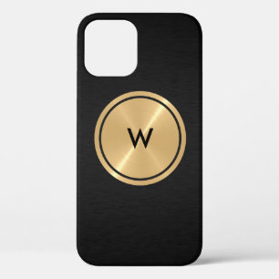 Gold Button and Black Stainless Steel Metal iPhone 12 Pro Case