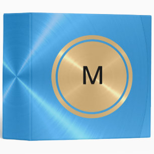 Gold Button and Blue Stainless Steel Metal Binder