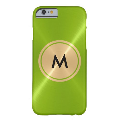 Gold Button and Green Stainless Steel Metal Barely There iPhone 6 Case