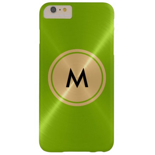 Gold Button and Green Stainless Steel Metal Barely There iPhone 6 Plus Case