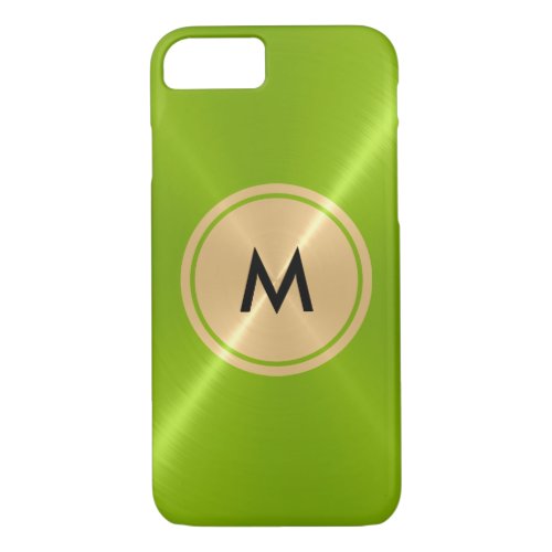 Gold Button and Green Stainless Steel Metal iPhone 87 Case