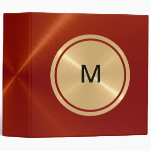 Gold Button and Orange Stainless Steel Metal 2 3 Ring Binder