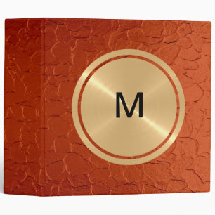 Gold Button and Orange Stainless Steel Metal 3 Ring Binder