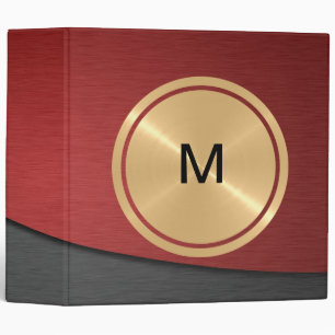 Gold Button and Red Gray Stainless Steel Metal Binder