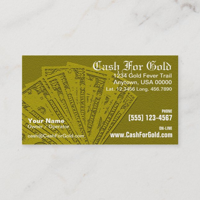 Gold Buyer, Precious Metals & Jewelry Buying Business Card (Front)