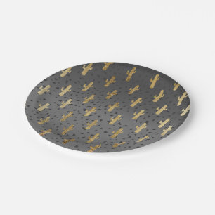 Gold Cactus on Modern Chic Geo Triangles Gradient Paper Plates