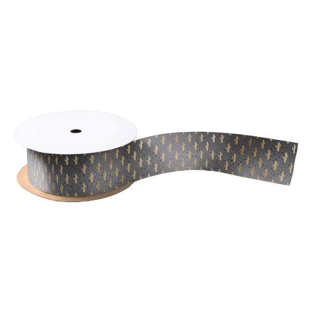 Gold Cactus on Modern Chic Geo Triangles Gradient Satin Ribbon (Spool)