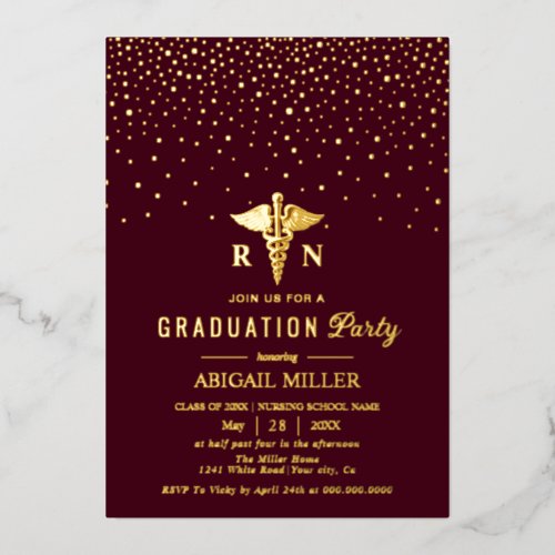 Gold caduceus burgundy Class Of 2026 graduation 