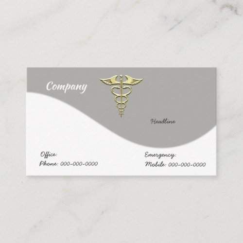 Gold Caduceus Business Card