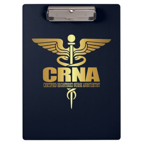 Gold Caduceus CRNA Clipboard