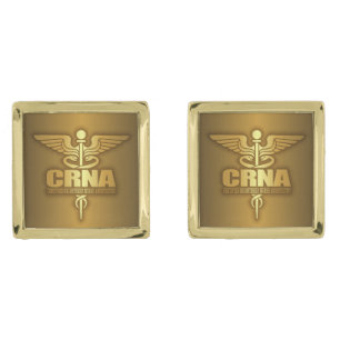 Gold Caduceus (CRNA) Cufflinks