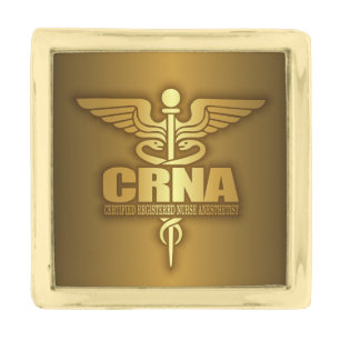 Gold Caduceus (CRNA) Gold Finish Lapel Pin