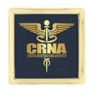 Gold Caduceus (CRNA) Gold Finish Lapel Pin