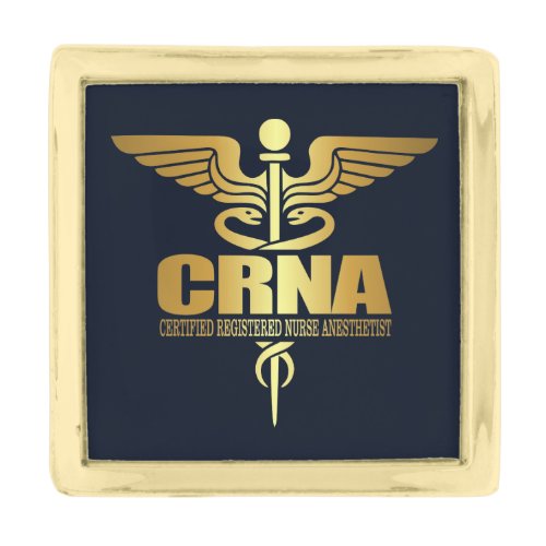 Gold Caduceus CRNA Gold Finish Lapel Pin