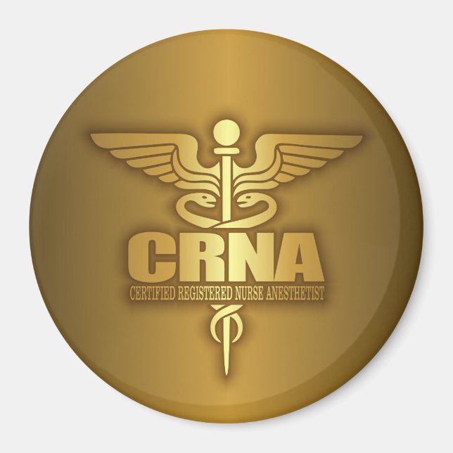 Gold Caduceus (CRNA) Magnet (Front)