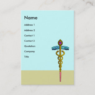 GOLD CADUCEUS,DOCTOR,MEDICAL SERVICE,Blue Purple Business Card