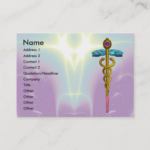 GOLD CADUCEUSDOCTOR MEDICAL SERVICE Purple Teal Business Card