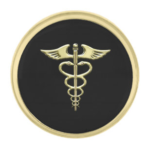 Gold Caduceus Finish Lapel Pin