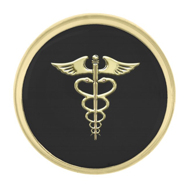 Gold Caduceus Finish Lapel Pin (Front)