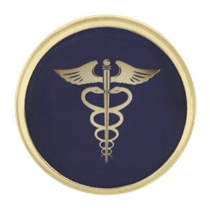 Gold Caduceus Finish Lapel Pin