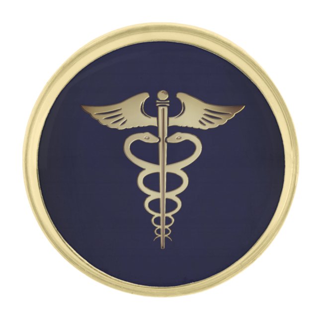 Gold Caduceus Finish Lapel Pin (Front)