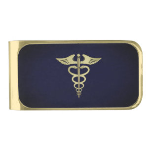 Gold Caduceus Finish Money Clip