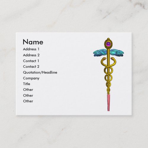 GOLD CADUCEUS IN BLUE SKY DoctorMedical Service Business Card