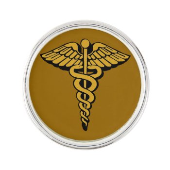 Gold Caduceus Lapel Pin by Dollarsworth at Zazzle