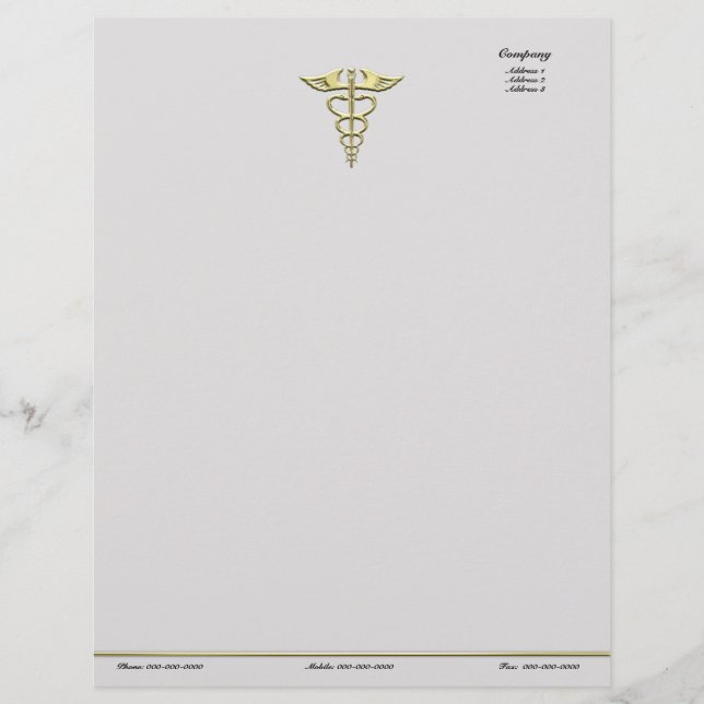Gold Caduceus Letterhead (Front)
