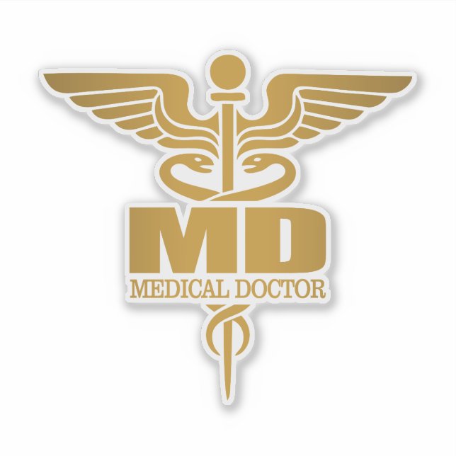 Gold Caduceus (MD) Sticker (Front)