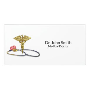 Gold Caduceus Medical & Stethoscope with Heart Door Sign