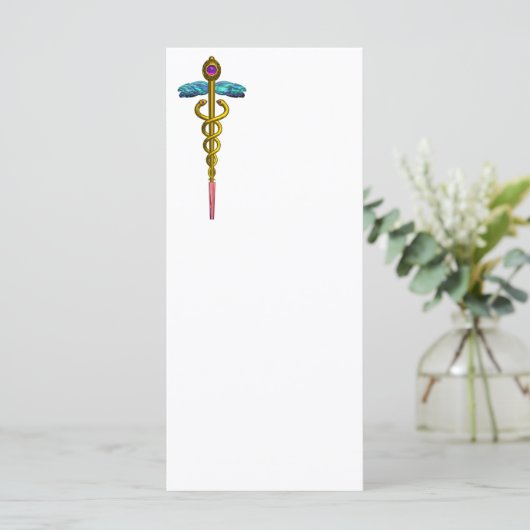 GOLD CADUCEUS Medical Symbol (Standing Front)