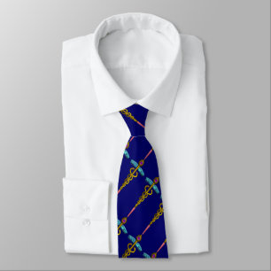GOLD CADUCEUS MEDICAL SYMBOL , Blue Neck Tie