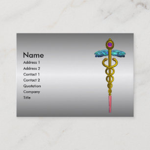 GOLD CADUCEUS,MEDICAL SYMBOL Metallic Effect Business Card