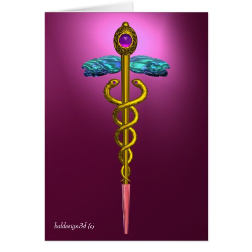 GOLD CADUCEUSMedical Symbol Pink Violet Purple