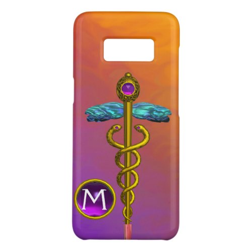GOLD CADUCEUS MEDICAL SYMBOL Purple Gem Monogram Case_Mate Samsung Galaxy S8 Case