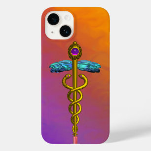 GOLD CADUCEUS MEDICAL SYMBOL Purple Orange Yellow Case-Mate iPhone 14 Case