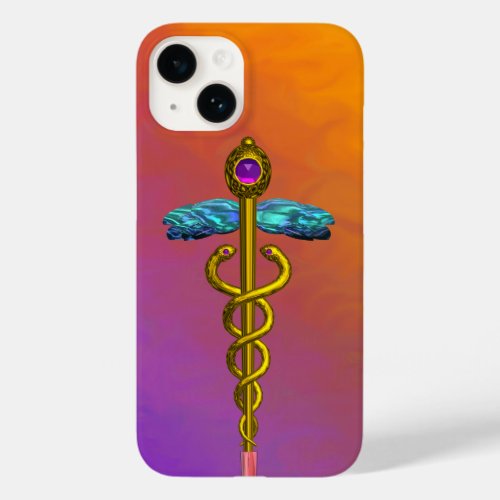 GOLD CADUCEUS MEDICAL SYMBOL Purple Orange Yellow Case_Mate iPhone 14 Case